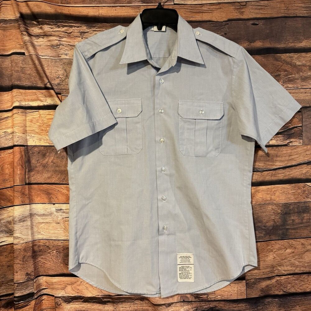 U.S. DSCP Wings Collection Shirt Size 16.5 Blue Short Sleeve Uniform Military